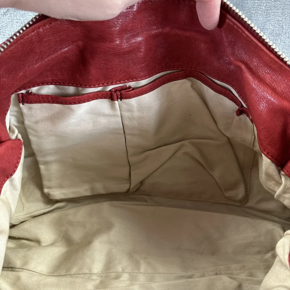 Andrew Marc Hobo Bag Purse Red Leather Distressed Rebel Sydney